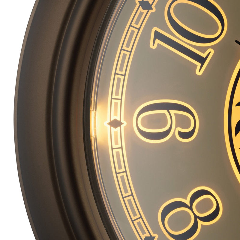 Indoor and Outdoor Auto Lighted Dial Metallic Finish Plastic Quartz Wall Clock