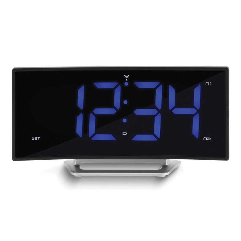 Atomic Curve LED Dual Adjustable Alarm Clock with USB Charging Port