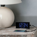 Atomic Curve LED Dual Adjustable Alarm Clock with USB Charging Port