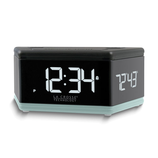 3-Side Blue Lighted Base LED Alarm Clock with Date, Temperature, and Humidity