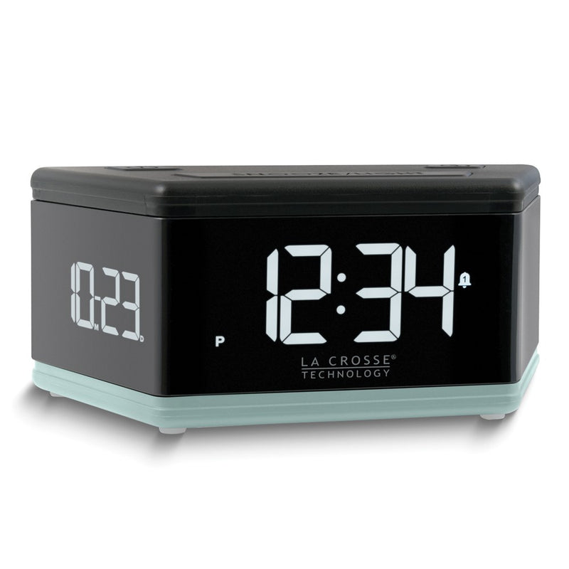 3-Side Blue Lighted Base LED Alarm Clock with Date, Temperature, and Humidity