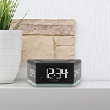 3-Side Blue Lighted Base LED Alarm Clock with Date, Temperature, and Humidity