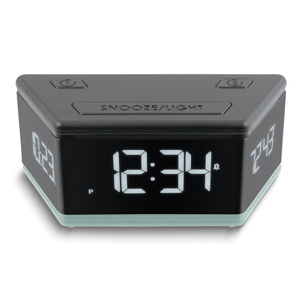 3-Side Blue Lighted Base LED Alarm Clock with Date, Temperature, and Humidity