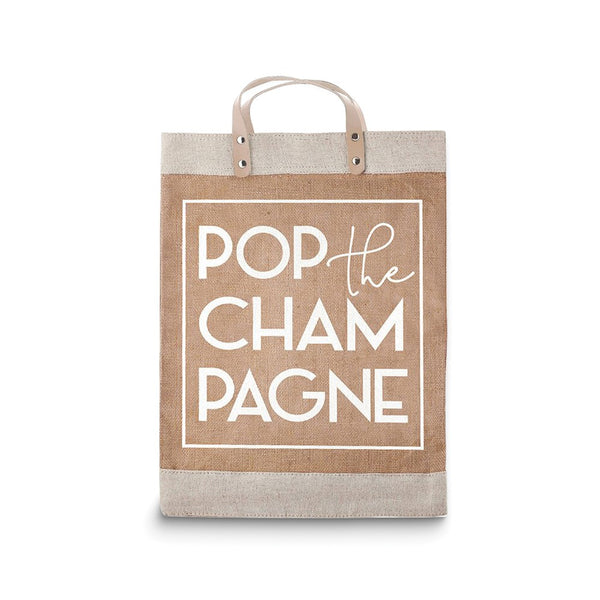 Pop the Champagne Jute Fiber with Waterproof Lining Farmer's Market Tote