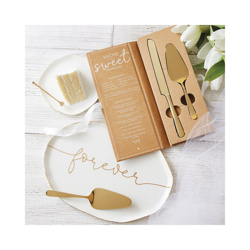 Gold-tone Stainless Steel LET THEM EAT WEDDING CAKE Boxed Server Set