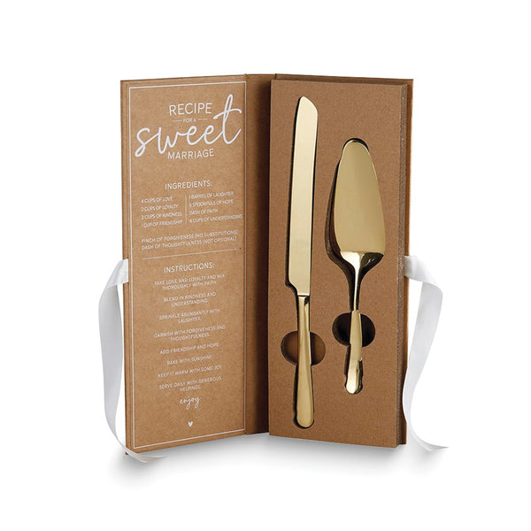 Gold-tone Stainless Steel LET THEM EAT WEDDING CAKE Boxed Server Set