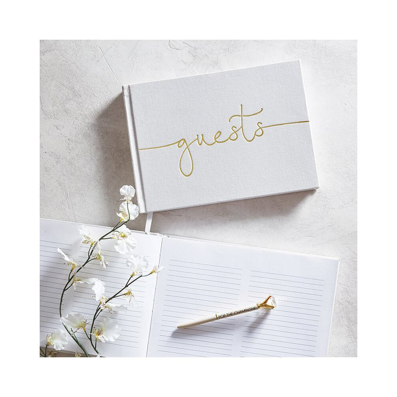 GUESTS Suede Leather Guest Book