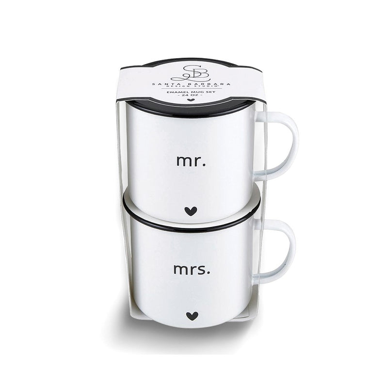 Enameled Steel MR. and MRS. Mug Set