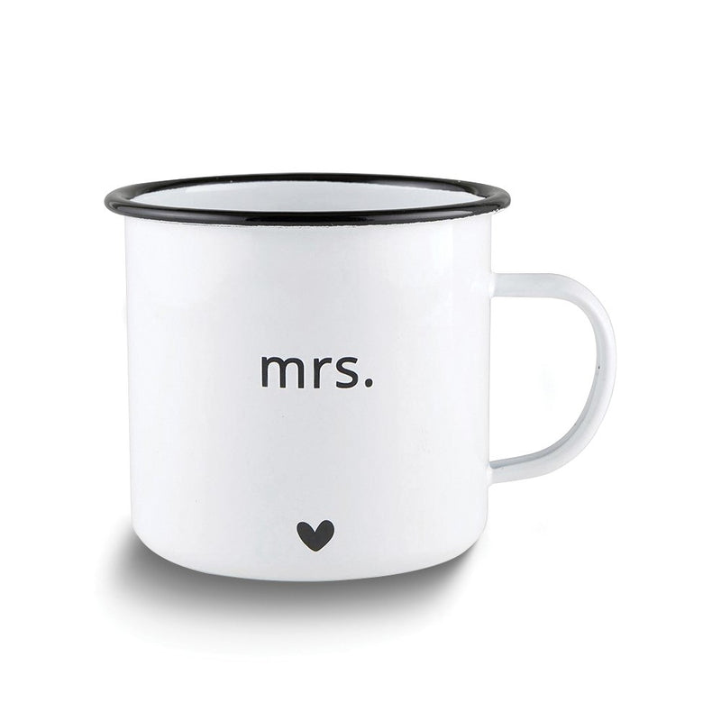 Enameled Steel MR. and MRS. Mug Set