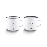 Enameled Steel MR. and MRS. Mug Set