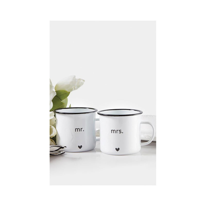 Enameled Steel MR. and MRS. Mug Set