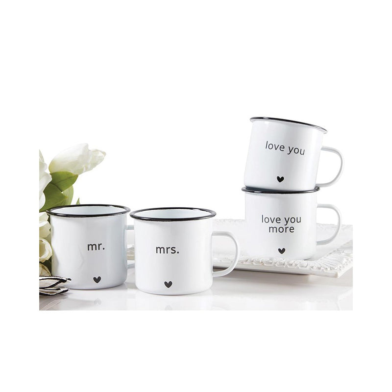 Enameled Steel MR. and MRS. Mug Set