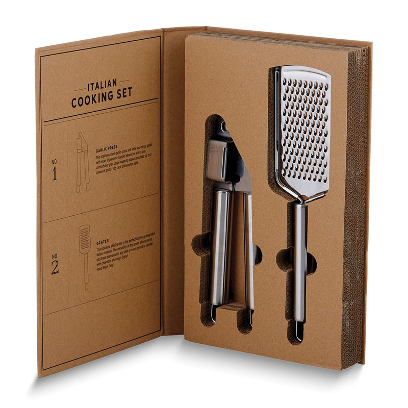 Italian Cooking Set with Stainless Steel Garlic Press and Grater