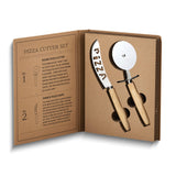 2 piece Pizza Wheel and Knife Set with Rubberwood Handles