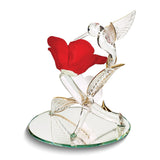 Glass Baron MY WIFE MY LOVE MY BEST FRIEND Red Rose and Hummingbird Handcrafted Glass Figurine