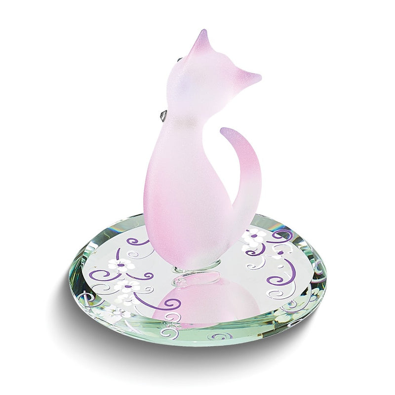 Glass Baron Pink Cat Handcrafted Glass Figurine