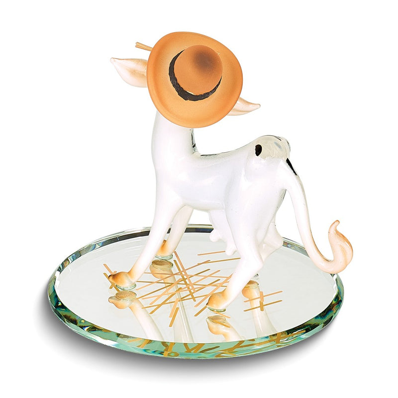 Glass Baron Lola Cow Wearing Hat Handcrafted Glass Figurine