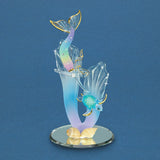 Glass Baron Mermaid and Turtle with Shells Handcrafted Glass Figurine