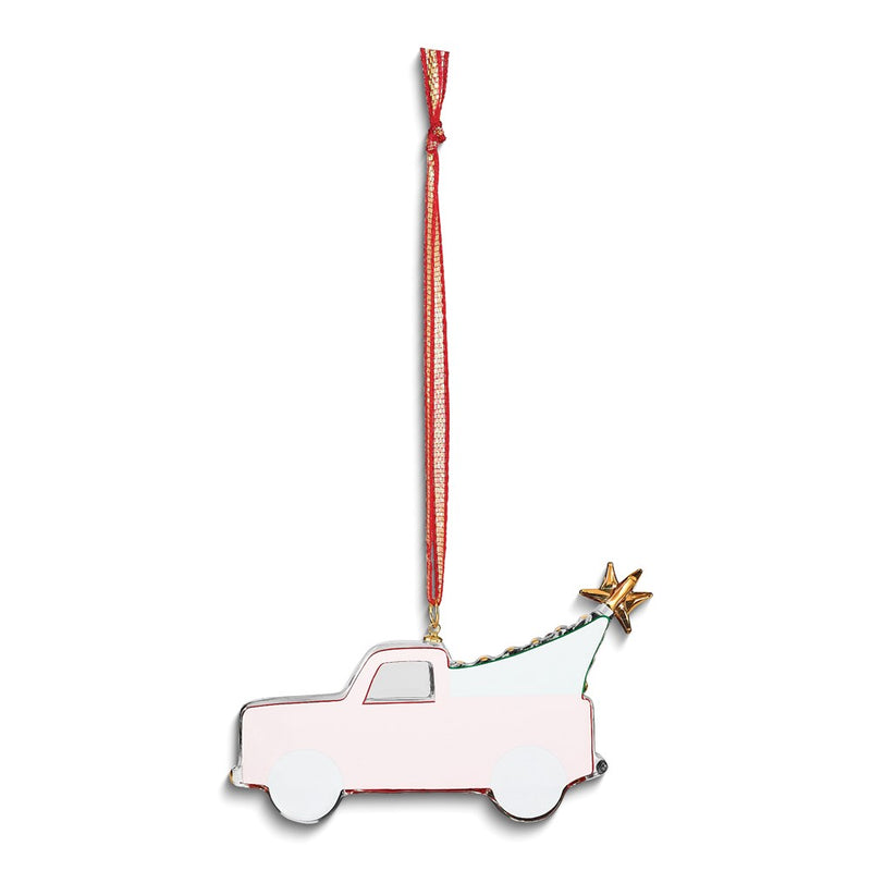 Glass Baron Christmas Tree in Red Truck Glass Ornament