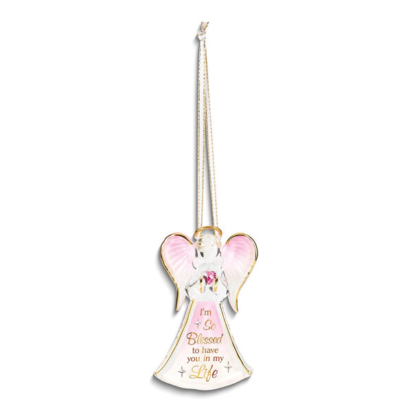 Glass Baron Angel I'M SO BLESSED TO HAVE YOU IN MY LIFE with Red Crystal Heart Ornament