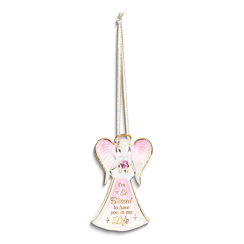 Glass Baron Angel I'M SO BLESSED TO HAVE YOU IN MY LIFE with Red Crystal Heart Ornament