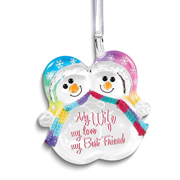 Glass Baron MY WIFE, MY LOVE, MY BEST FRIEND Snowmen Ornament