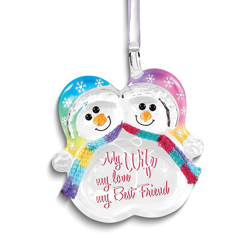 Glass Baron MY WIFE, MY LOVE, MY BEST FRIEND Snowmen Ornament