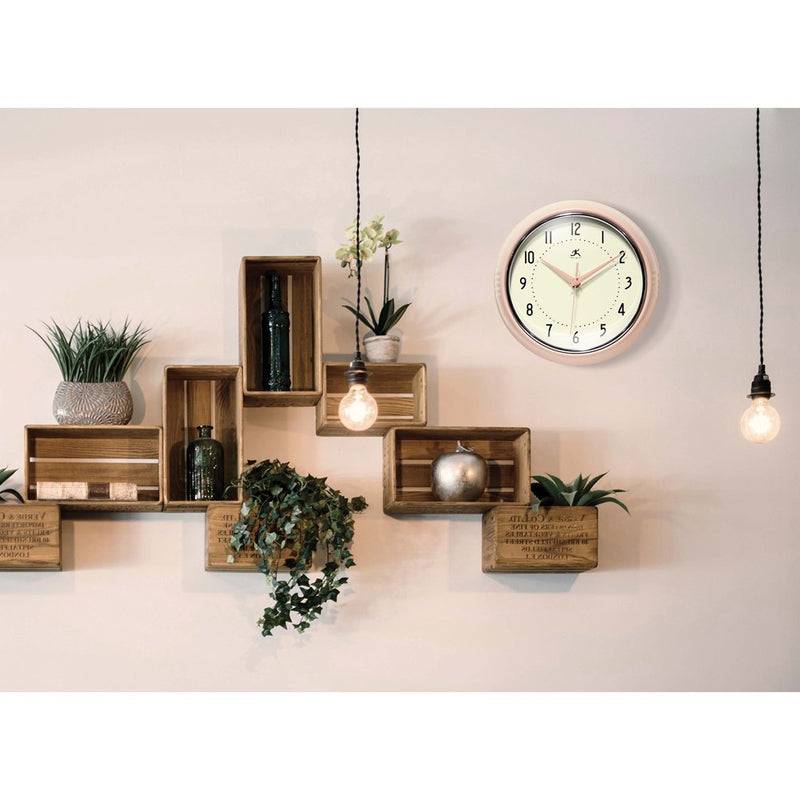 Retro Rose Blush Metal Quartz Wall Clock with Silent Movement