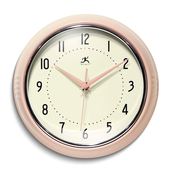 Retro Rose Blush Metal Quartz Wall Clock with Silent Movement