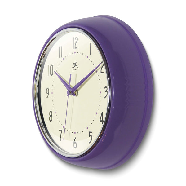 Retro Purple Metal Quartz Wall Clock with Silent Movement