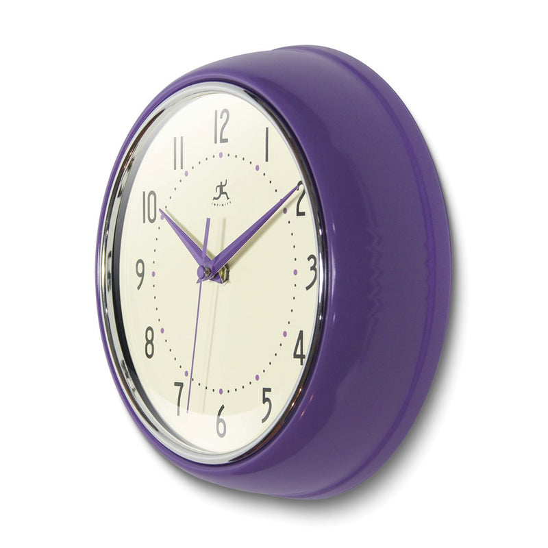 Retro Purple Metal Quartz Wall Clock with Silent Movement