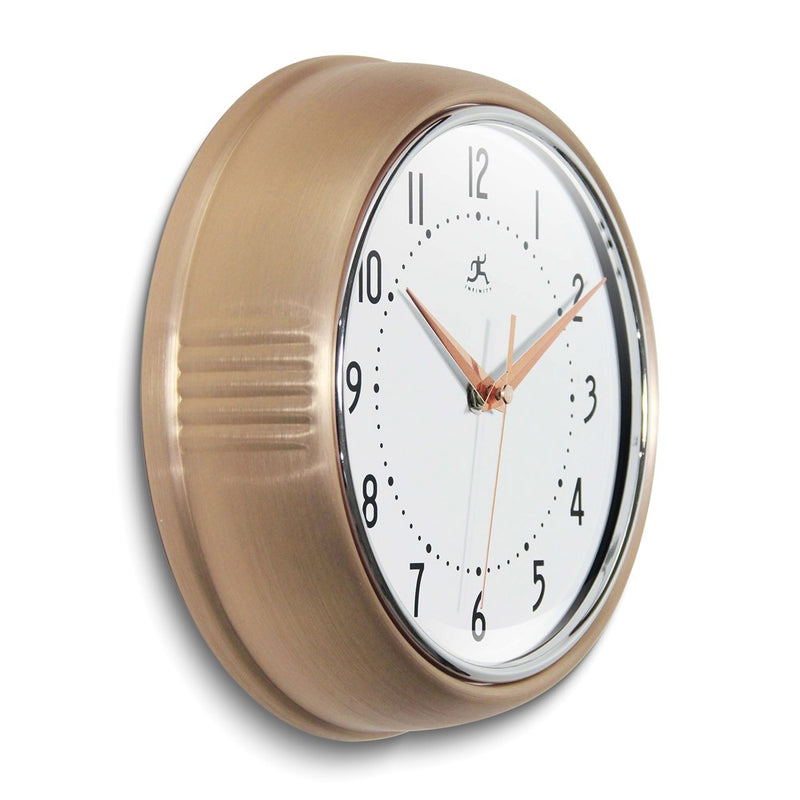 Retro Copper Finish Metal Quartz Wall Clock with Silent Movement