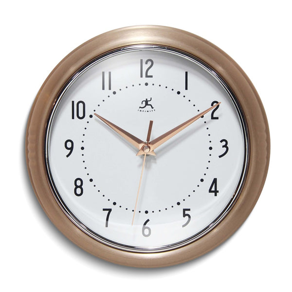 Retro Copper Finish Metal Quartz Wall Clock with Silent Movement