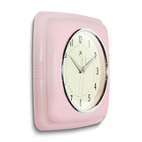Square Retro Rose Blush Finish Metal Quartz Wall Clock with Silent Movement