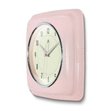 Square Retro Rose Blush Finish Metal Quartz Wall Clock with Silent Movement
