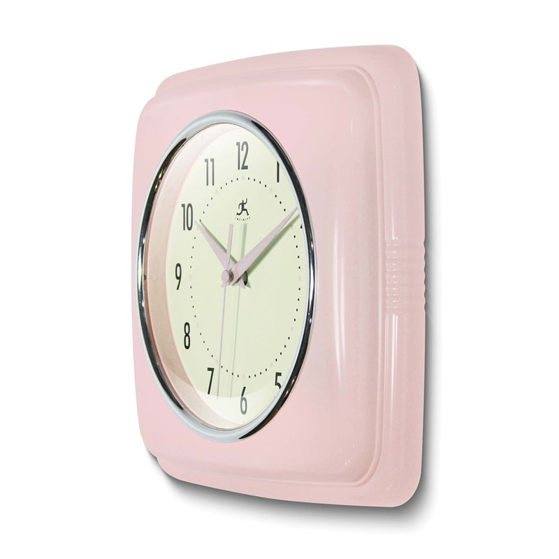 Square Retro Rose Blush Finish Metal Quartz Wall Clock with Silent Movement