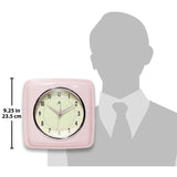 Square Retro Rose Blush Finish Metal Quartz Wall Clock with Silent Movement