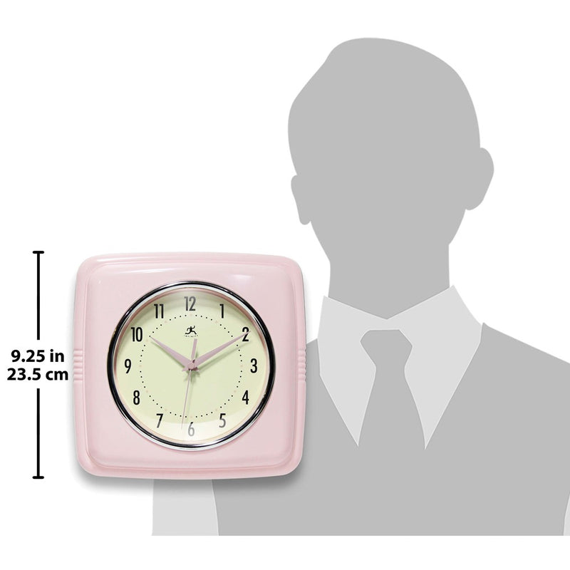 Square Retro Rose Blush Finish Metal Quartz Wall Clock with Silent Movement