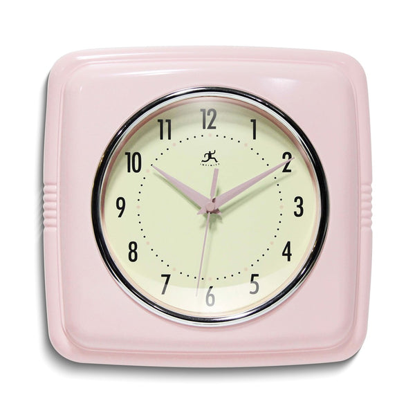 Square Retro Rose Blush Finish Metal Quartz Wall Clock with Silent Movement