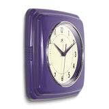 Square Retro Purple Finish Metal Quartz Wall Clock with Silent Movement