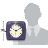 Square Retro Purple Finish Metal Quartz Wall Clock with Silent Movement