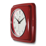 Square Retro Red Finish Metal Quartz Wall Clock with Silent Movement