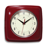 Square Retro Red Finish Metal Quartz Wall Clock with Silent Movement