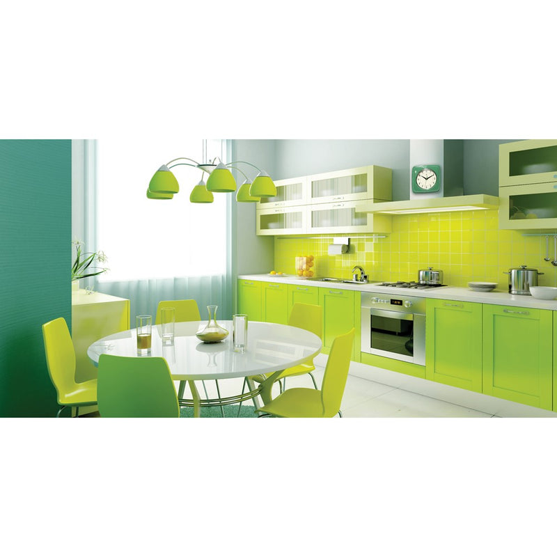 Square Retro Green Finish Metal Quartz Wall Clock with Silent Movement
