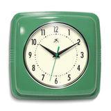 Square Retro Green Finish Metal Quartz Wall Clock with Silent Movement