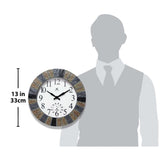 Faux Slate Stone Indoor and Outdoor Wall Clock with Thermometer