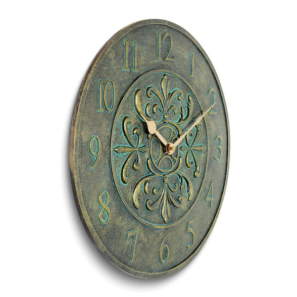 Blanc Fleur Aged Bronze Finish Indoor and Outdoor Water Resistant Wall Clock
