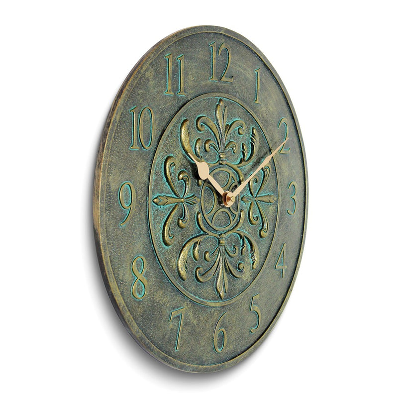 Blanc Fleur Aged Bronze Finish Indoor and Outdoor Water Resistant Wall Clock