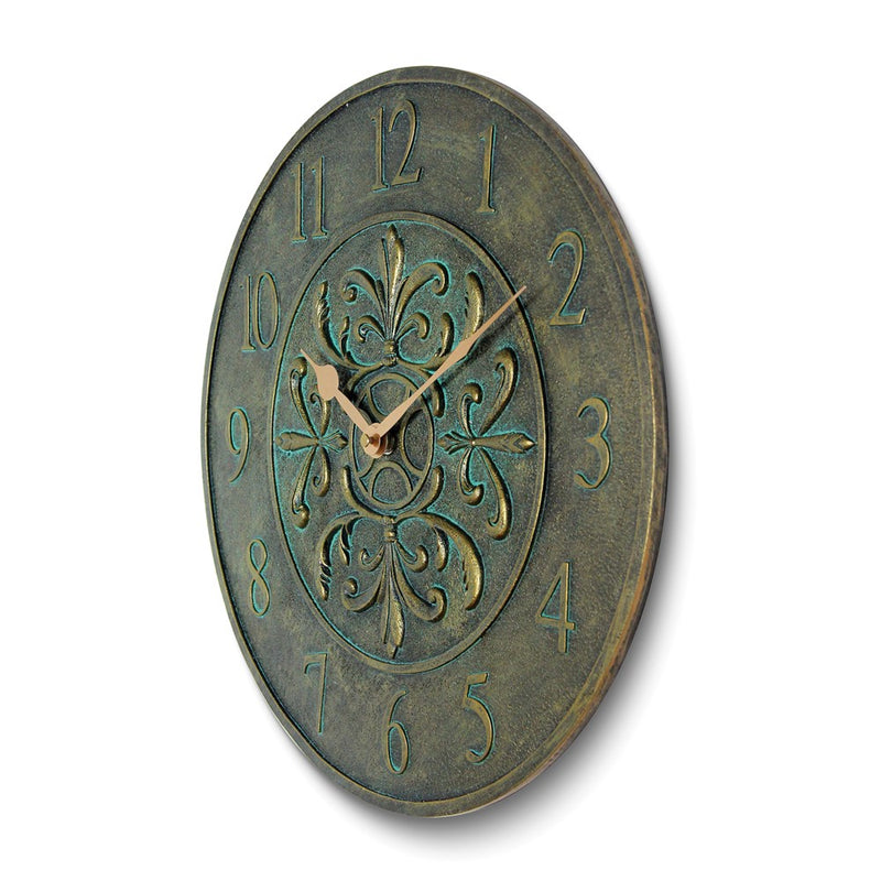 Blanc Fleur Aged Bronze Finish Indoor and Outdoor Water Resistant Wall Clock