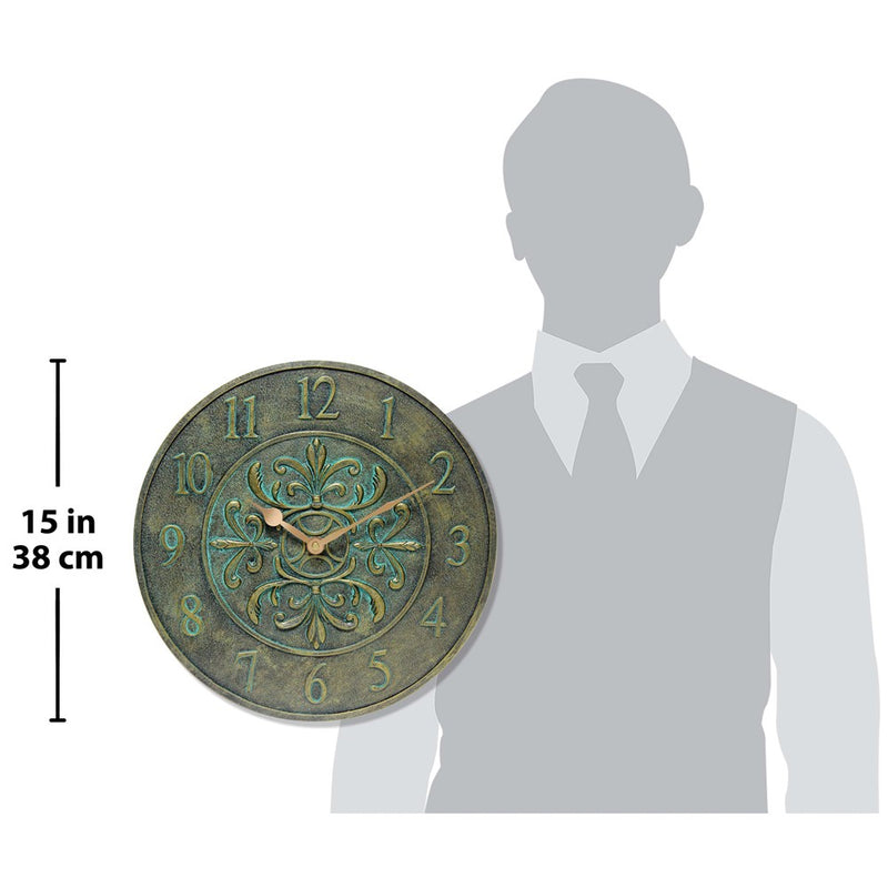 Blanc Fleur Aged Bronze Finish Indoor and Outdoor Water Resistant Wall Clock